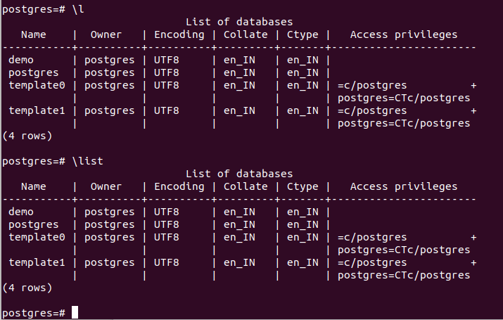 postgres show tables