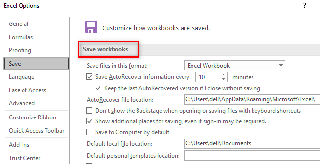 Recover Document in Excel Example 4