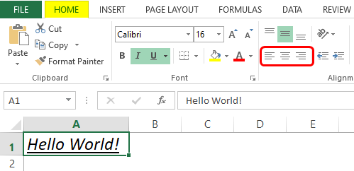 alignment - formatting excel