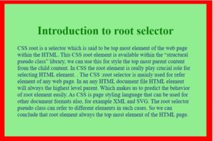 CSS root | Guide to What root Selector do in CSS with Examples