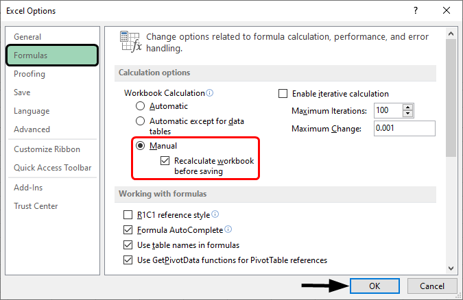 formulas option