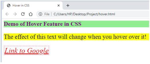 hover in css output 5