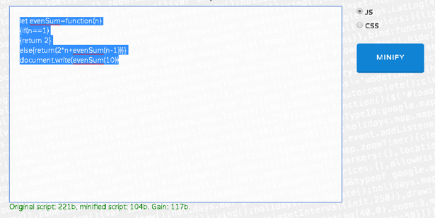 javascript minify output 2