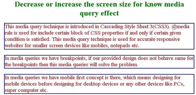 presentation on media query