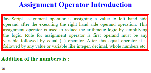 assignment javascript definition