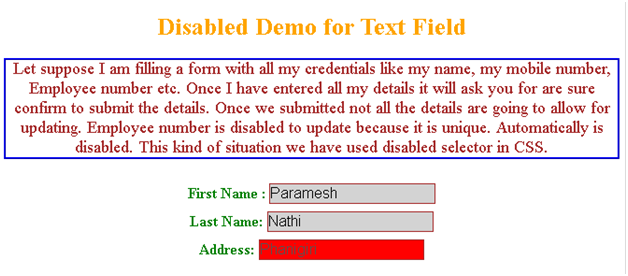 CSS Disabled Example 1