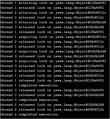 Deadlock in Java output 2
