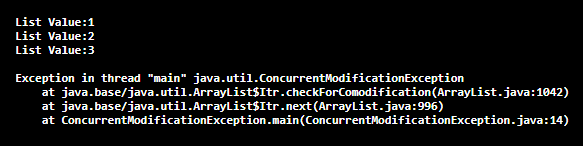 Java ConcurrentModificationException-1.1