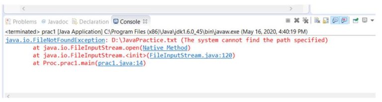 java catch file not found exception