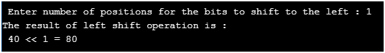 Left shift operator in C Example 1