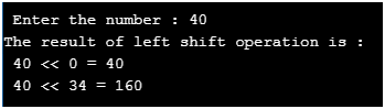 Left shift operator in C Example 6