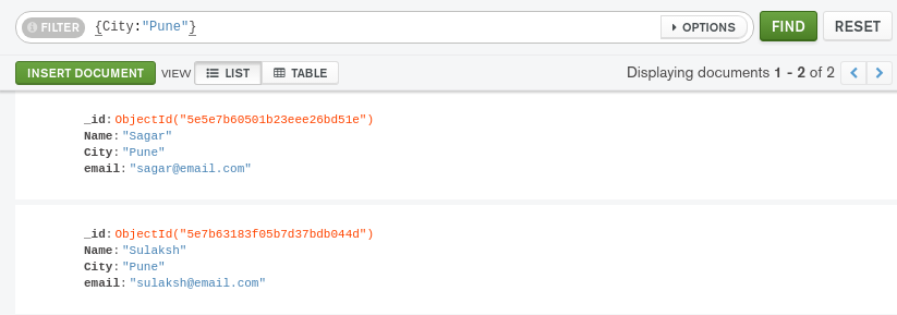 mongodb compass query bar group by multiple fields