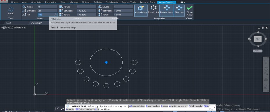 Polar Array in AutoCAD - 11