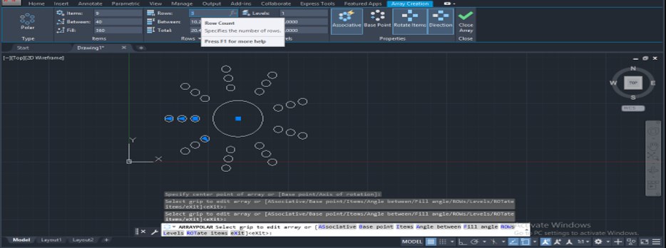 Polar Array in AutoCAD - 12