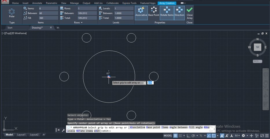 How to Draw Array in Autocad - Pease Deme1969