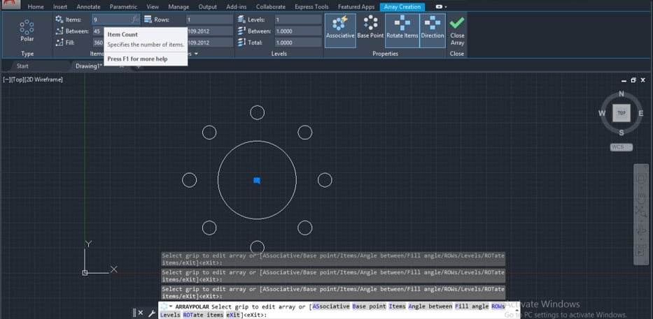 polar-array-in-autocad-tutorials-to-use-array-command-in-autocad