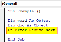 VBA Create Object Example 1-4