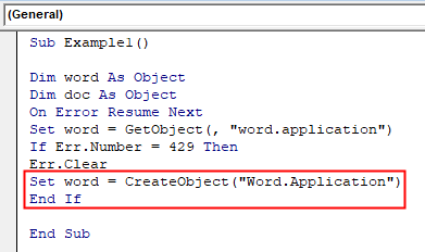 VBA Create Object Example 1-7