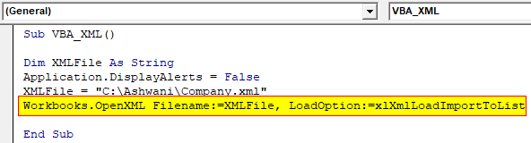 VBA XML Eksempel 1-7