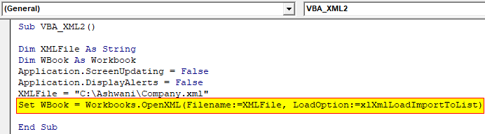 VBA XML voorbeeld 2-5