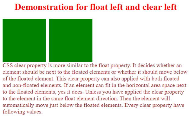 css clear float output 1