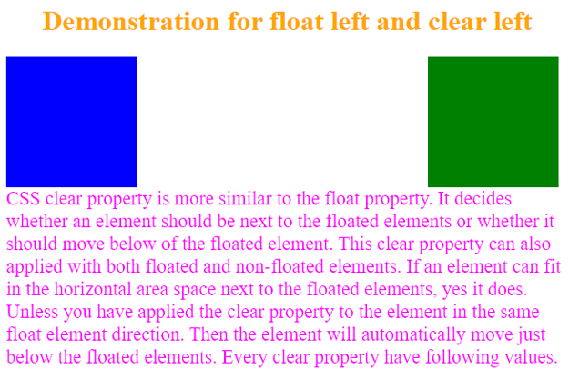 css clear float output 3