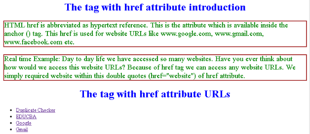 href tag in HTML Example 1