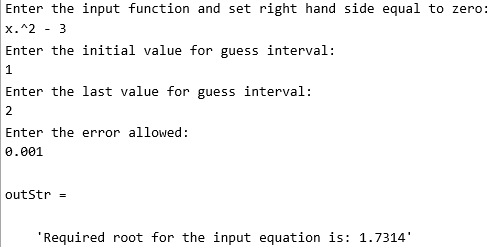 required root for the input