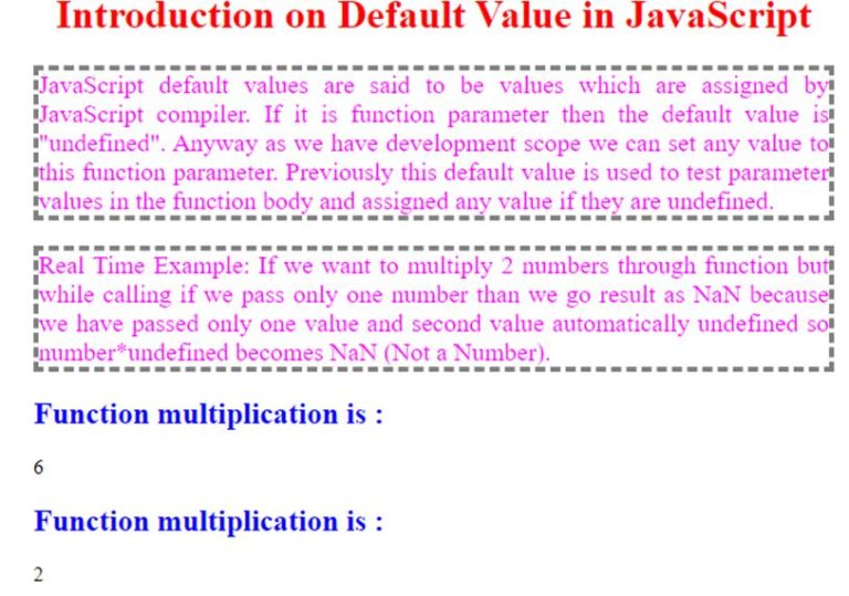 javascript defaults