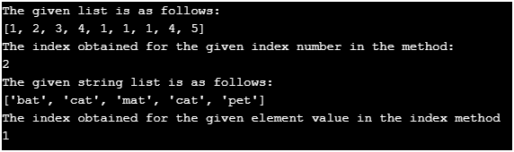 Python List Index Example 1