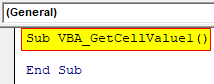 VBA Get Cell Value Example 1-1