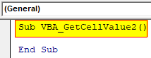 VBA Get Cell Value Example 2-1