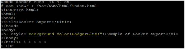 exec -it 44 sh Example 6