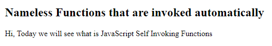 JavaScript Self Invoking Functions Example 1