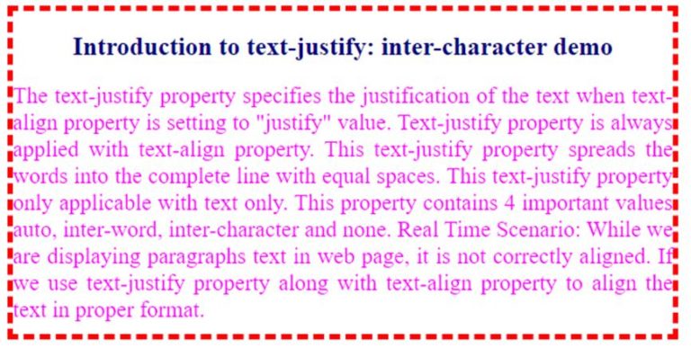 Justify Text In CSS | How Does Text-justify Work In CSS? Examples