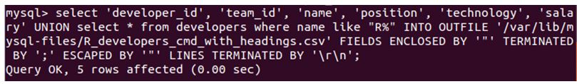 MySQL Export to csv 4