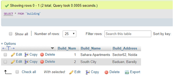 MySQL ON DELETE CASCADE output 1