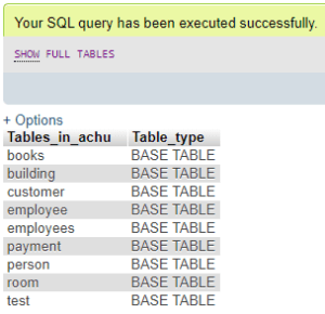 mysql show tables command line