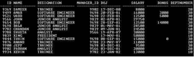 Oracle Bitmap Index output 1