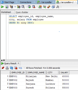 Oracle ORDER BY DESC | How does ORDER BY DESC work in Oracle?