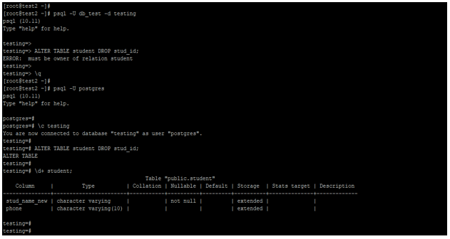 PostgreSQL ALTER TABLE output 1