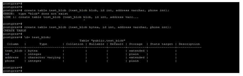 PostgreSQL blob 1