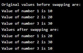 Swapping 3 numbers Example 7