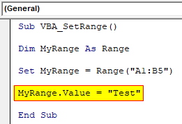 VBA Set Range Example 1-5