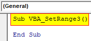 VBA Set Range Example 3-1