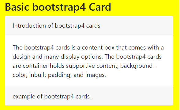 Bootstrap 4 Cards output 1