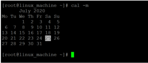 Команда cal в linux