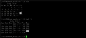 Команда cal в linux