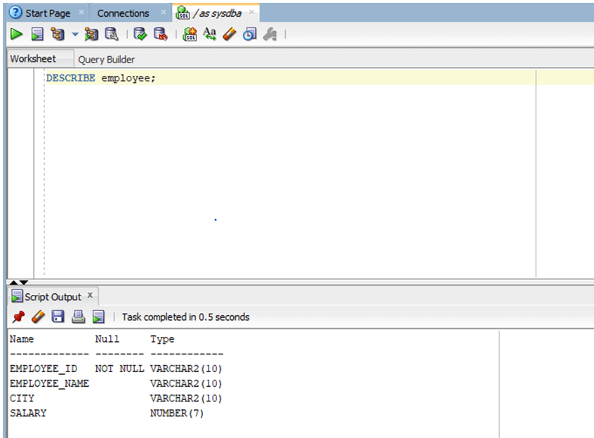 Grant Describe Table Oracle