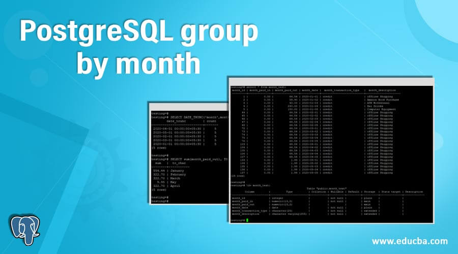 PostgreSQL group by month